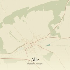 Vintage map of Alle, Switzerland.