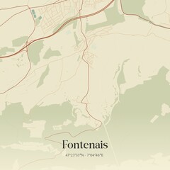 Obraz premium Vintage map of Fontenais, Switzerland.