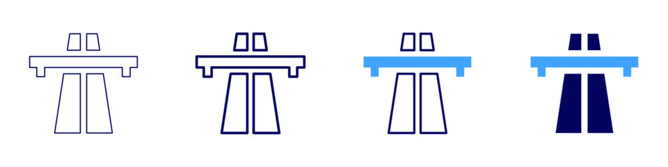 Road lanes icon in 4 different styles. Thin Line, Line, Bold Line, Duotone. Duotone style. Editable stroke