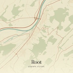 Vintage map of Root, Switzerland.