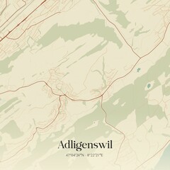 Vintage map of Adligenswil, Switzerland.