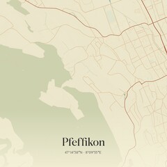 Vintage map of Pfeffikon, Switzerland.