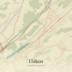 Vintage map of Ebikon, Switzerland.