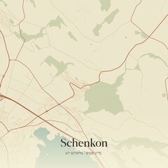 Fototapeta premium Vintage map of Schenkon, Switzerland.