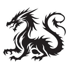 Weeping flame Dragon silhouette designed to showcase the beast’s might - Dragon illustration - Dragon vector - mythical creature silhouette
