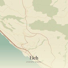 Vintage map of Eich, Switzerland.