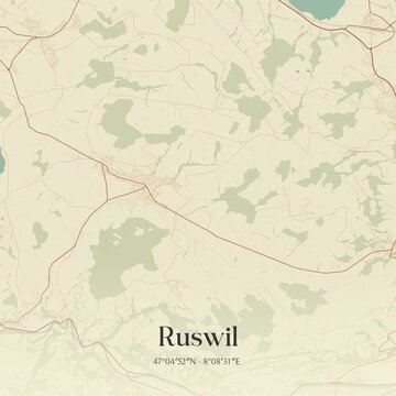 Vintage map of Ruswil, Switzerland.