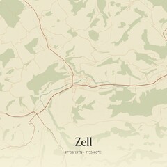Vintage map of Zell, Switzerland.