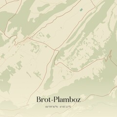 Vintage map of Brot-Plamboz, Switzerland.