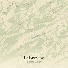 Vintage map of La Brévine, Switzerland.