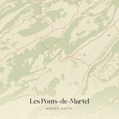 Vintage map of Les Ponts-de-Martel, Switzerland.