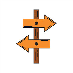 Wooden signboard vector illustration. Realistic wood sign post. Blank arrow with wood texture, plywood road pointer. City guidance.