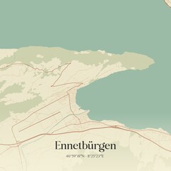 Fototapeta premium Vintage map of Ennetbürgen, Switzerland.