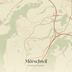 Vintage map of Mörschwil, Switzerland.