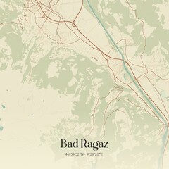 Fototapeta premium Vintage map of Bad Ragaz, Switzerland.