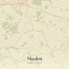 Fototapeta premium Vintage map of Muolen, Switzerland.