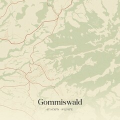 Vintage map of Gommiswald, Switzerland.