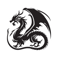 Dynamic Dragon silhouette designed for epic and heroic concept art - Dragon illustration - Dragon vector - mythical creature silhouette
