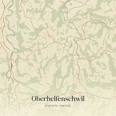 Vintage map of Oberhelfenschwil, Switzerland.