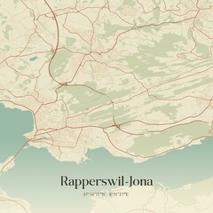 Obraz premium Vintage map of Rapperswil-Jona, Switzerland.