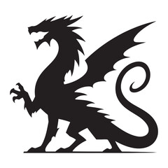 Flying Dragon silhouette designed for fantasy and epic illustrations - Dragon illustration - Dragon vector - mythical creature silhouette
