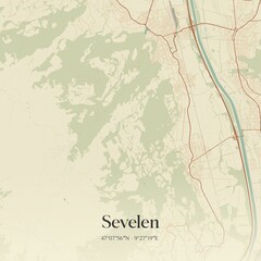 Vintage map of Sevelen, Switzerland.
