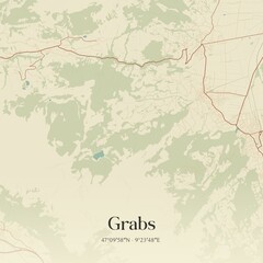 Fototapeta premium Vintage map of Grabs, Switzerland.