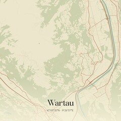 Vintage map of Wartau, Switzerland.