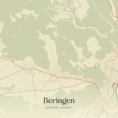 Vintage map of Beringen, Switzerland.