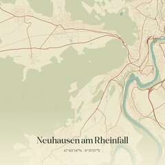 Vintage map of Neuhausen am Rheinfall, Switzerland.