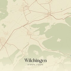 Vintage map of Wilchingen, Switzerland.