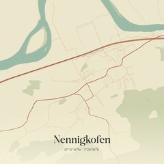 Fototapeta premium Vintage map of Nennigkofen, Switzerland.