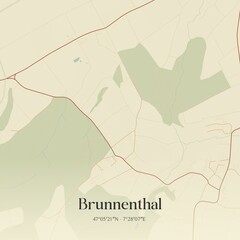 Vintage map of Brunnenthal, Switzerland.