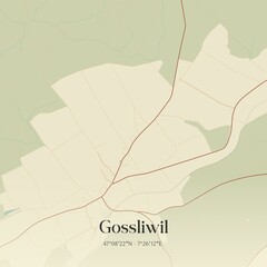 Vintage map of Gossliwil, Switzerland.