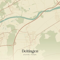 Vintage map of Deitingen, Switzerland.