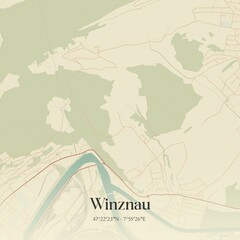 Vintage map of Winznau, Switzerland.