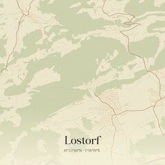 Fototapeta premium Vintage map of Lostorf, Switzerland.