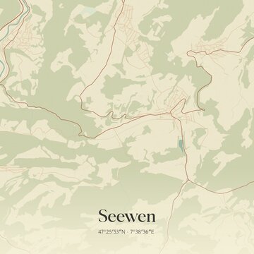 Vintage map of Seewen, Switzerland.