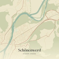Fototapeta premium Vintage map of Schönenwerd, Switzerland.