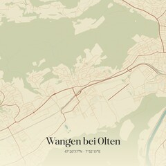Vintage map of Wangen bei Olten, Switzerland.