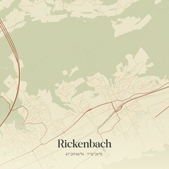 Vintage map of Rickenbach, Switzerland.