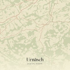 Vintage map of Urnäsch, Switzerland.