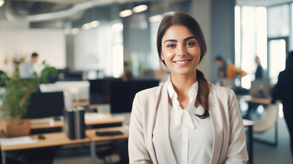 Fototapeta premium young businesswoman standing at modern office