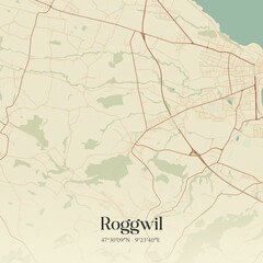 Vintage map of Roggwil, Switzerland.
