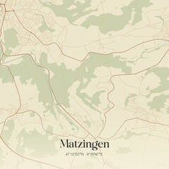 Fototapeta premium Vintage map of Matzingen, Switzerland.