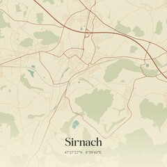 Vintage map of Sirnach, Switzerland.