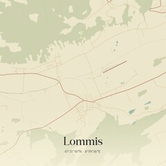 Vintage map of Lommis, Switzerland.