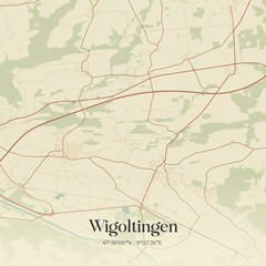 Vintage map of Wigoltingen, Switzerland.