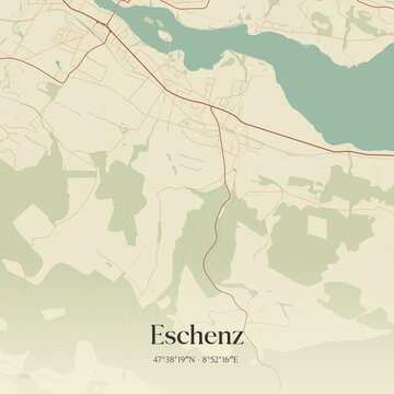 Vintage map of Eschenz, Switzerland.