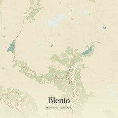 Vintage map of Blenio, Switzerland.